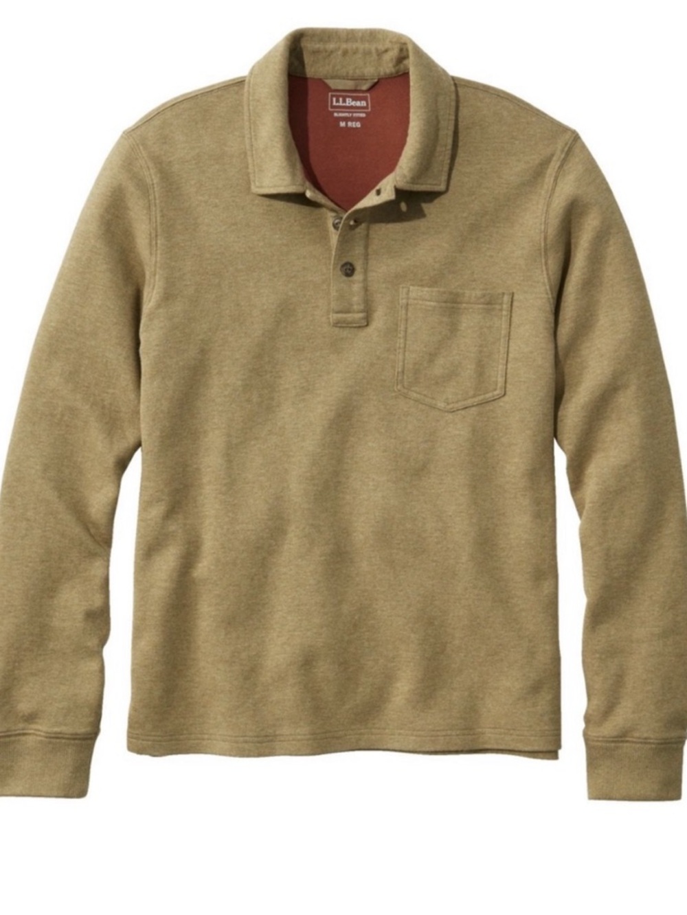 L.L. Bean Men's Long-Sleeve Washed Polo in Olive